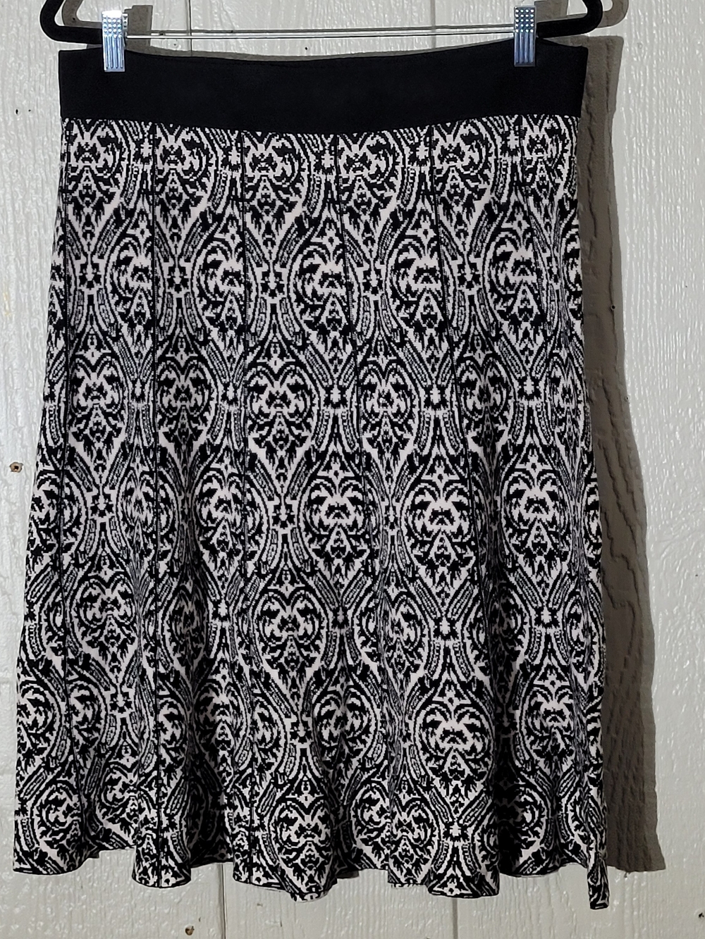 Monterey Bay Black and Pink Damask A-Line Skirt